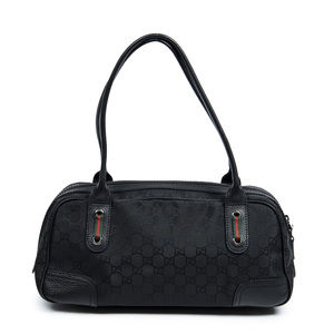 Gucci Web Princy Boston in Black Monogrammed Nylon Canvas